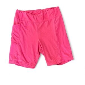 Bright Pink High-Rise Bike Shorts with Side Pocket